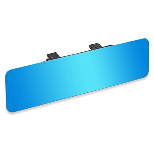 SkycropHD Frameless Anti Glare Rear View Mirror Interior Panoramic Wide Angle Mirror Eliminate Blind Spots for Car SUV Truck – Flat,11.8in (Blue) - color: Blue