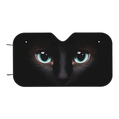 Black cat Eyes Car Windshield Sunshade Front Window Sun Visor Protector Foldable Shield Cover for Truck SUV - color: Black11