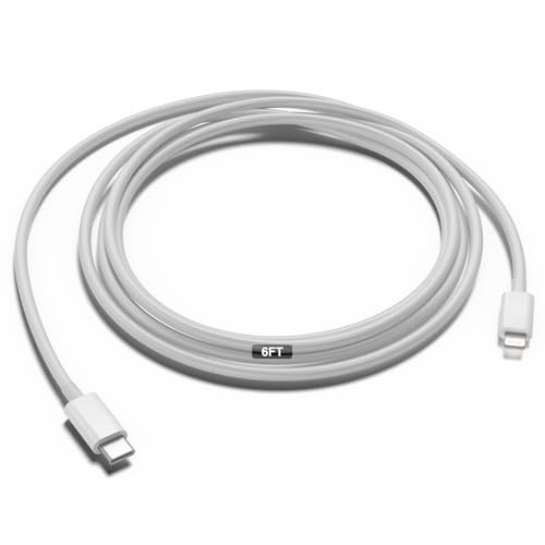 Car Apple Carplay Cable，USB C to Lightning Cable 6FT Compatible with 14 13 12 11 Pro Max XR XS X Charger Cord，Car Charging Cord - color: White, size: 6FT-CTL