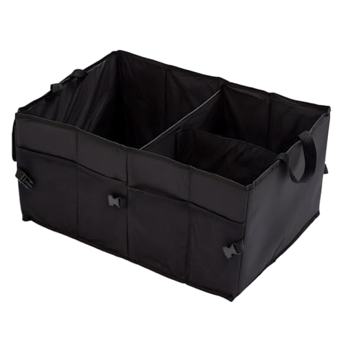 ZIMISI Car Trunk Organizer, Waterproof 600D Oxford Cloth Backseat Car Organizer, Large-capacity Collapsible Multi Compartment Automotive Consoles & Organizers, Travel Accessories for Most Cars (Black) - color: Black