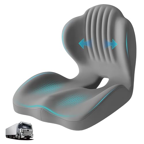 Memory Foam Seat Cushion with Lumbar Support Pillow for Truck Driver, Ergonomic L-Shaped Car Seat Cushion for Tailbone Pressure Relief, Non-Slip Chair Pad for Long Driving, Gray - color: Gray