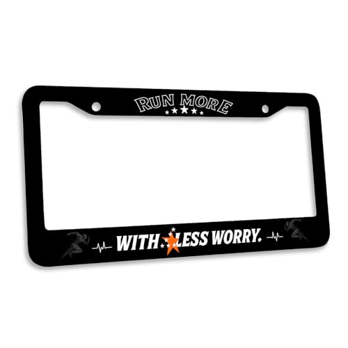 Running Motivation License Plate Frame Run More with Less Worry Personalise Stainless Steel Metal Car Plates Funny License Plate Frames Decorative for Men Women 6.3 x 12.2 in - color: Running Motivation, size: 6.3 X 12.2 In-1PC