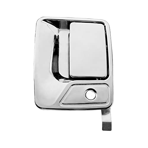 Exterior Door Handle, Compatible with 1999-2016 Ford F250 F350 F450 F550 F650 F750 Super Duty | 00-05 Ford Excursion, Chrome Front Outside Left Driver w/ Key Hole | 7C3Z-2522405-AA 79306 Outer Handle - color: Chrome Outer Left