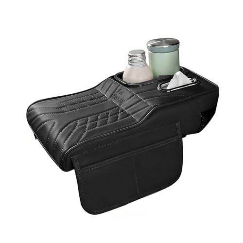 Car Seat Gap Organizer, Car Interior Organizer for Seat Gap Storage, Leather Multi-Functional Storage Box with Tissues, Universal for Most Cars (Black) - color: Black