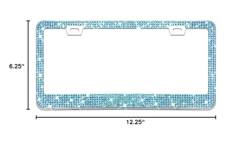 Bling Rhinestone License Plate Frame for Women 2PC，Diamond Sparkly License Plate Frames| Stainless Steel Frames & Over 1200 pcs Finest 14 Facets Glass Crystals Premium Diamond+GiftBox(Blue) - color: Blue-2PK
