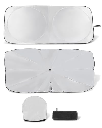 Retractable Windshield Sun Shade for car Windshield Sun Shade,99% UV Blocking,Long-Frequency and Short-Frequency Demand,Small(Sunshade 59.06"x27.56",Umbrella 55.12"x31.5") - size: Small
