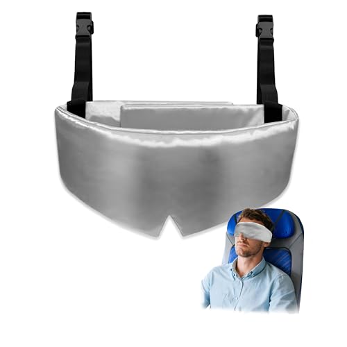 Travel Pillows for Airplanes, Airplane Head Strap with Silk Eye Mask for Sleeping, Long Flights & Car Road Trips 360°Headrest Neck Support, Stops Bobbing, Small & Compact (Gray) - color: Gray