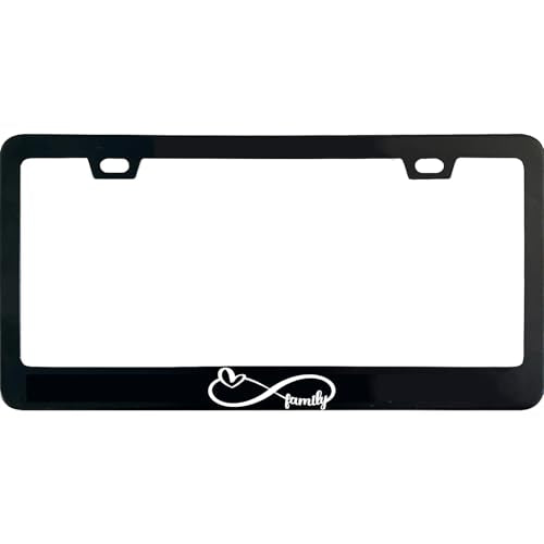 Infinity Forever Love Family Heart License Plate Frame, 12 X 6 Inch Black Stainless Steel Car Accessories for Women/Men, with 2 Holes & Screws - color: Infinity Forever Love Family Heart