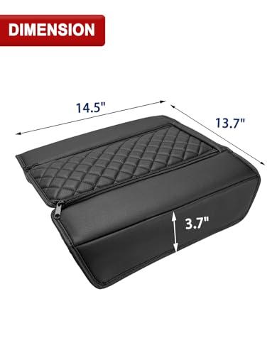 KBH Center Console Armrest Cover for Toyota Tundra 2022 2023 2024 2025 2026, Vinyl Leather Trim, Durable Middle Console Protector, Zipper Closure, Anti-Scratch - size: Toyota Tundra 2022-2026, Black