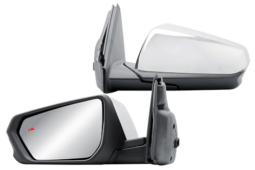 Driver Left Side Door Mirror Electric and Heated with Turn Signal Light and BLIS (Blind Spot Sensor) Chrome Back Cover for Chevrolet Equinox GMC Terrain 2018-2024 - color: Chrome Driver (LH) Side