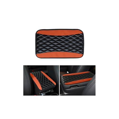 Auto Center Console Pad, Universal Waterproof Armrest Seat Box Cover, Car Interior Accessories, Leather Auto Armrest Cover Protector for Most Vehicle, SUV, Truck (Orange) - color: Orange