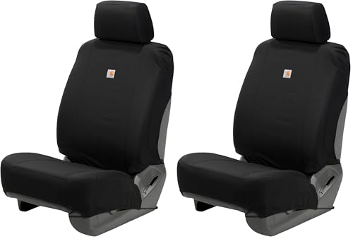 Carhartt Universal Nylon Duck Canvas Fitted Bucket Seat Cover,Durable Seat Protection with Rain Defender,Single,Black,(Pack of 2) - color: Black, size: One Size (Pack of 2)