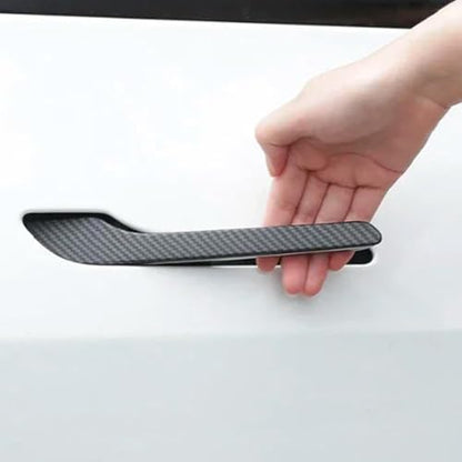 Door Handle Cover Protector Set, Real Matte Carbon Fiber Trim, Matte Finish, Compatible with Tesla Model Y & Model 3 2017-2025, (4 Pieces) - color: matte black 4pcs