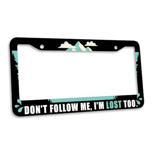 Camping Humor License Plate Frame Funny Quote Mountain Forest Lost Personalise Stainless Steel Funny Design Compatible with Standard License Plate Holder for USA and Canada 6.3 x 12.2 in - color: Camping Humor, size: 6.3 X 12.2 In-1PC
