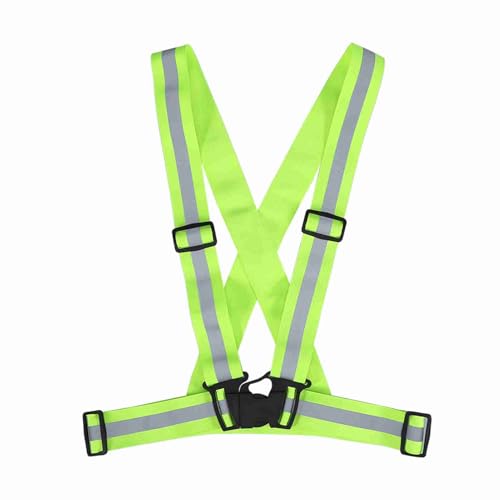 Reflective Vest High Visibility Safety Vest Strap Adjustable and Elastic Gear for Running Cycling Jogging and Walking, Lightweight Night Safety Equipment with Large Reflective - color: Green