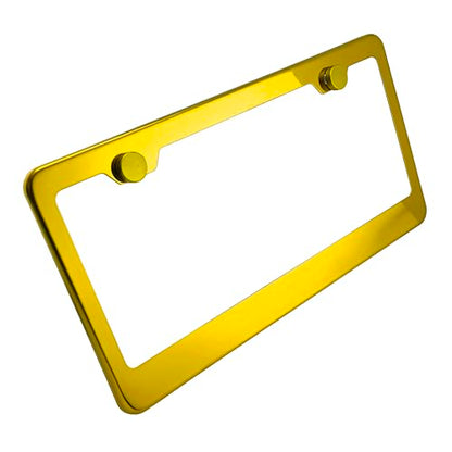 T304 Stainless Steel License Plate Frame – 8K Mirror Polish Finish, Rust-Resistant, Slim Design, Universal Fit, Includes Screw Caps, Washers & Stainless Steel Screws (Gold) - color: Gold