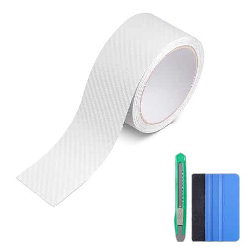 Lypumso Carbon Fiber Vinyl Tape with Tools Kits, Chrome Delete Vinyl Wrap for Blackout Car Door Edge Guard Door Sill Window Trim Protector (3D Clear, 2in x 30ft) - color: Clear, size: 2in x 30ft