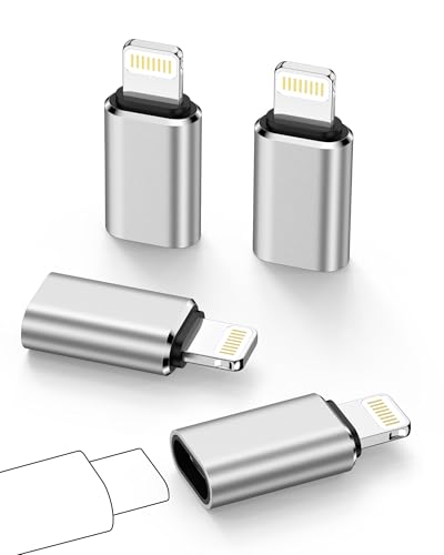 USB C to Lightning Adapter, 4 Pack Fast Charging Data Sync Lightning to USB Type C Cable Adapter for iPhone 14/13/12/11/X/XR Pro Series, iPad, AirPods and Anti-Lost Loop – Not for Audio/OTG - size: 4 Pcs USB C to Lightning Adapter