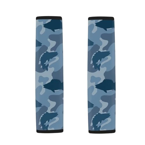 Fishing Camo Car Seat Belt Pad Cover Soft Universal Car Seat Belt Pads Cover Anti-Slip Shoulder Strap Protect Interior Automotive for Most Vehicle, SUV, Truck, Cars - color: Fishing Camo