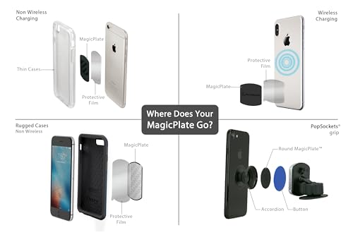 Scosche MPRNDRK-SP MagicMount Replacement Metal Plate Kit for Phone, Metal Plates for Magnetic Mount Cell Phone Holder for Car, Universal with All Devices and Phone Case, Black - Round - size: 2 Plates, style: Round