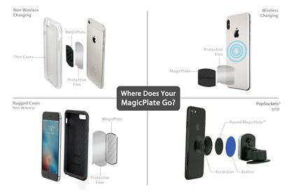 Scosche MPRNDRK-SP MagicMount Replacement Metal Plate Kit for Phone, Metal Plates for Magnetic Mount Cell Phone Holder for Car, Universal with All Devices and Phone Case, Black - Round - size: 2 Plates, style: Round