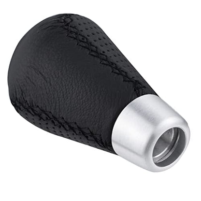 5 Speed Black Shift Knob Car Shifter Stick Handle Leather Gear Lever Replacement Fit Most Manual Cars - color: Black with black stitching