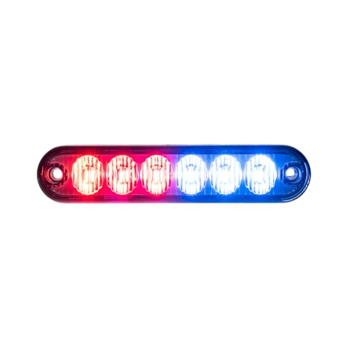 Strobes N More E6 Slim 6-LED Ultra-Thin Strobe Warning Light - 21 Flash Patterns, Synchronizable, Waterproof Primary Warning Lighthead - Red/Blue - color: Red/Blue