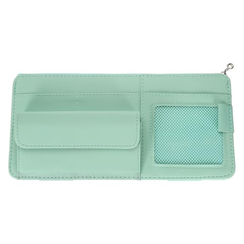 PATIKIL 1 Pcs Car Sun Visor Organizer, 12.8 x 6.5 Inch PU Leather Vehicle Storage Pouch Holder for Sunglasses Card Pen Driver License Car Accessories, Blue - color: Blue