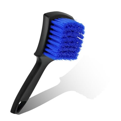 Car Wheel Brush, Stiff Bristle Short Handle Scrub Tire & Wheel Rim Brush, No-Scratch Carpet/Floor Mat Detailing Tool, Auto Interior and Exterior Cleaning Supply for Vehicle, Home (Blue) - color: Blue