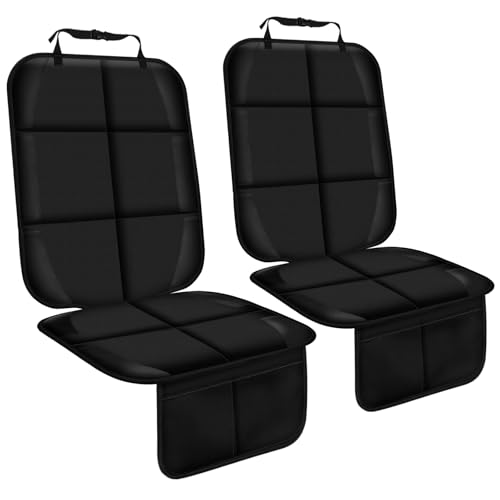 Car Seat Protector, Non-Slip Rubber Padded Backing Seat Protector for Child Seats, Waterproof Thickest Padding Car Seat Protector Under Baby Seat - No Imprint (Black-Ⅰ-2pcs) - color: Black-Ⅰ-2pcs