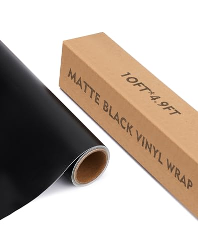 10ft x 4.9ft Matte Black Car Vinyl Wrap Roll, Durable Easy Application Automotive Wrapping Film for Car Body Protection (Matte Black) - color: Matte Black, size: 10ft x 4.9ft