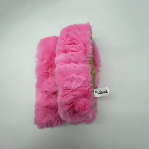 Pinbola 5pcs in 1 Set Faux Wool Steering Wheel Cover Soft Fluffy Handbrake Cover & Gear Shift Cover & 2pcs Seat Belt Shoulder Pads Warm Universal Fit for 15 Inch (Pink) - color: Pink