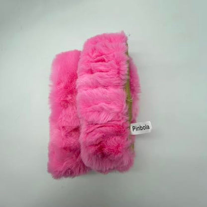 Pinbola 5pcs in 1 Set Faux Wool Steering Wheel Cover Soft Fluffy Handbrake Cover & Gear Shift Cover & 2pcs Seat Belt Shoulder Pads Warm Universal Fit for 15 Inch (Pink) - color: Pink