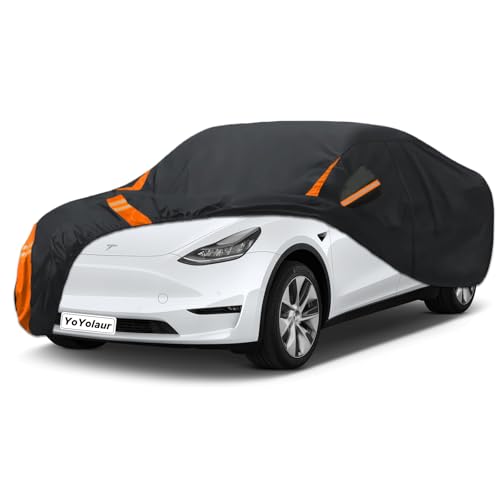 10-Layer Compatible with Tesla Model 3 Car Cover Waterproof All Weather for Automobiles, Outdoor Full Cover Soft Cotton Lining with Door Zipper, Fit for Model 3 2017-2025 - size: Custom Fit for Model 3