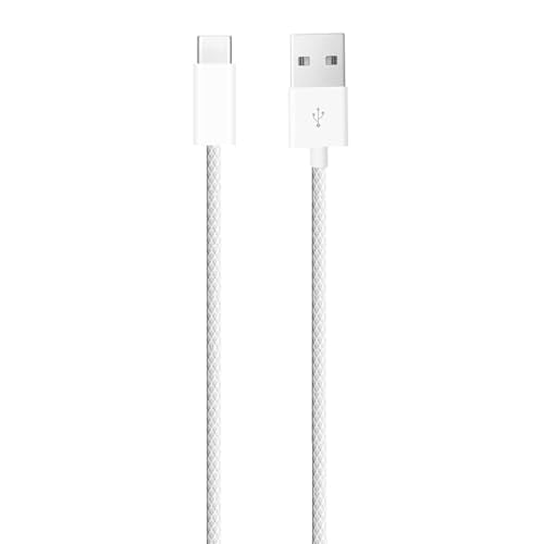 Short USB A to USB C Cable 1.5FT for iPhone Air/17/16/15 Pro MAX Plus Carplay, Braided Charging Cord for Apple CarPlay, USB-C Charger Cable for Car, iPad Pro/Air - White - color: White, size: 1.5 Feet, style: Braided-Cable