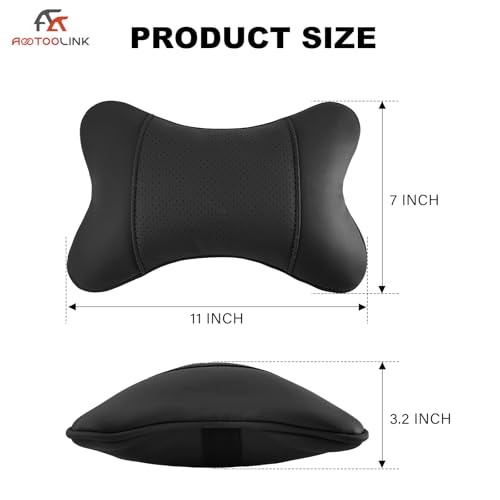 2 Pack Car Neck Pillow PU Leather Automotive Headrest Pillow for Car Support Neck Pain Relief Universal Car Pillow (Black) - color: Black