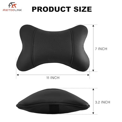 2 Pack Car Neck Pillow PU Leather Automotive Headrest Pillow for Car Support Neck Pain Relief Universal Car Pillow (Black) - color: Black