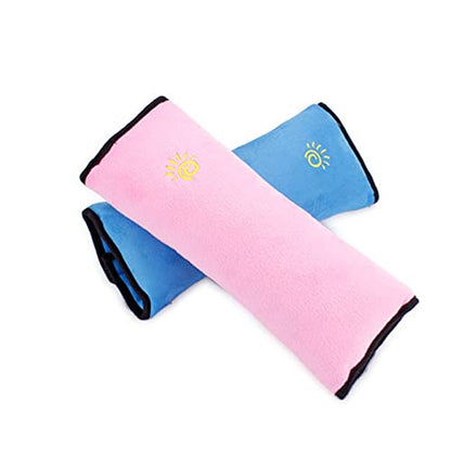 2 pcs Auto Pillow Car Safety Belt Protect, Shoulder Pad, Adjust Vehicle Seat Belt Cushion for Kids （Blue/Pink）