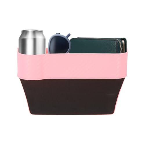 HARFINGTON Car Seat Gap Filler Organizer 10.2 x 6.5 x 2.8 Inch PP Universal Car Organizer Storage Box Between Seat and Console (Left) with Cup Holders for Phone Sunglasses Keys, Pink - color: Pink