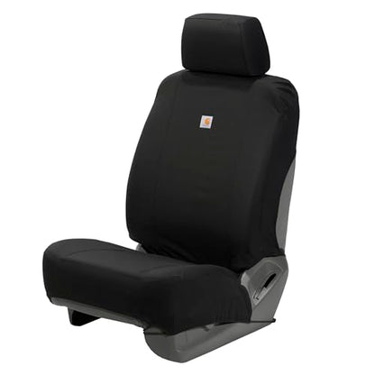 Carhartt Universal Nylon Duck Canvas Fitted Bucket Seat Cover, Durable Seat Protection with Rain Defender, Single, Black - color: Black, size: One Size