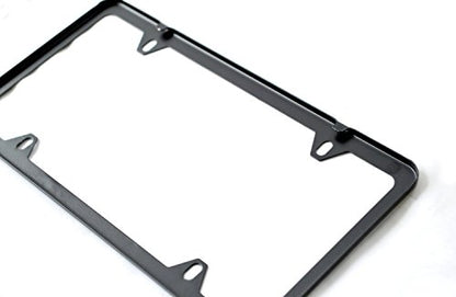 Premium Slim Style Stainless Steel License Plate Frame (4 Holes, Black UV Resistant Matte Finish) - color: Black Matte Finish, size: 4 Holes, 1 Pack