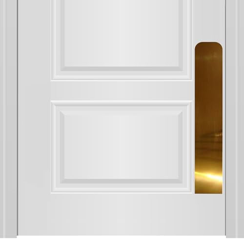 Deck the Door Decor Dog Scratch Door Protection Plate - Elegant Anodized Aluminum for All Door Types. Pet-Safe with Polished Edges and Rounded Corners. 3M Adhesive Mount - Shiny Brass 4x22in - color: Shiny Brass, size: 4 x 22"