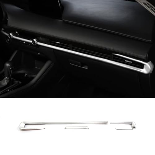 Car Accessories Fit for 2019 2020 2021 2022 2023 2024 2025 Mazda 3 Axela Inner Dashboard Center Console AC Air Vent Outlet Cover Trim (Matte Silver) ABS 4 PCS - color: Matte Silver