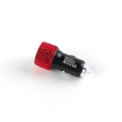 Ankuee Bling Dual USB Car Charger Adapter, 5V/2.4A Crystal Rhinestones Auto Fast Charging Plug, Diamond Vehicle Interior Recharger Decorations Accessories, Universal for SUV Sedan Truck (Red) - color: Red