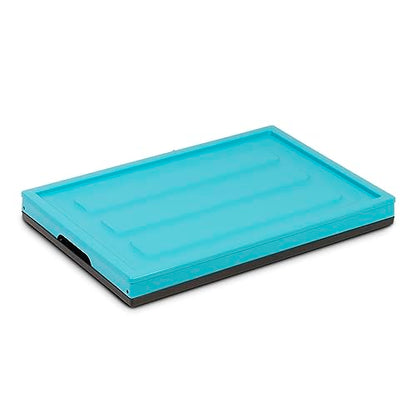 Glad Collapsible Storage Bin with Lid - 48L Foldable Plastic Box for Garage, Car Trunk, and Organization - Stackable Lidded Container with Handles, Turquoise - color: Turquoise