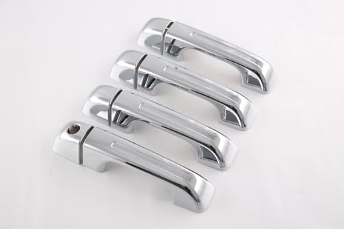 ERIDANUS Auto Accessories Fit for Dodge RAM 1500 2024 2023 2022 Side Door Handle Bowl Frame Cover Trim (Chrome Silver Without Smart Key Hole) ABS 8PCS - color: Chrome Silver Without Smart Key Hole