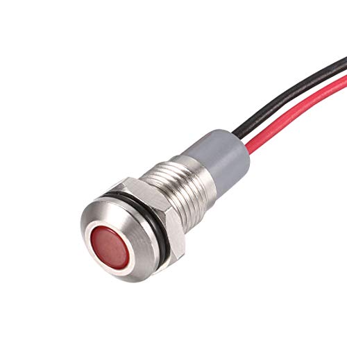 uxcell Signal Indicator Lights AC/DC 12V-24V 8mm Panel Mount Red LED Waterproof Metal Shell Warning Lamps for Car Motorcycles Boat - color: Red