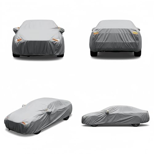 6 Layers Car Cover Waterproof All Weather for Automobiles Outdoor Full Cover Rain Sun UV Protection with Zipper Cotton Size A2 (186" to 193") Universal Fit for Sedan - size: A2 Fit Sedan-Length (186" To 193")