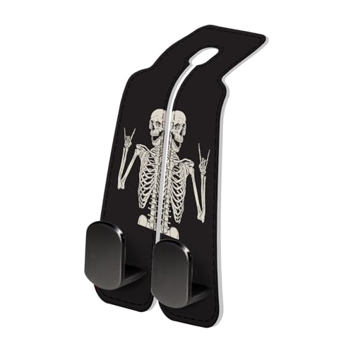 PU Leather Car Seat Hook, Storage Headrest Hanger, Cute Car Backseat Organizer, Car Hooks for Purses and Bags Skull Human Skeleton - color: Skull Human Skeleton