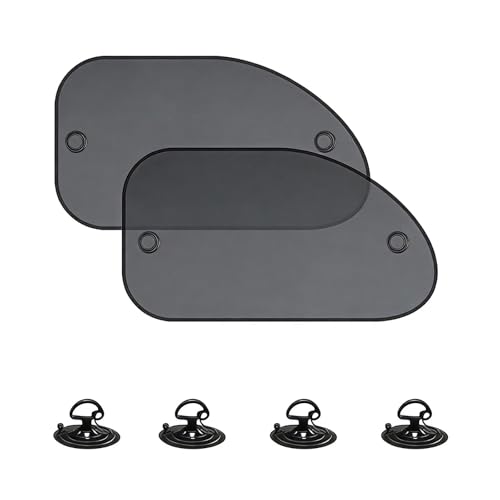 2PCS Car Side Window Sun Shade, Mesh Breathable Vehicle Front Passenger Sunscreen, Suction Cup Anti-glare Sun Protection Accessory, Universal for Most Vehicles (Black)